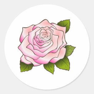 Vintage Pink Rose Drawing Large Round Sticker