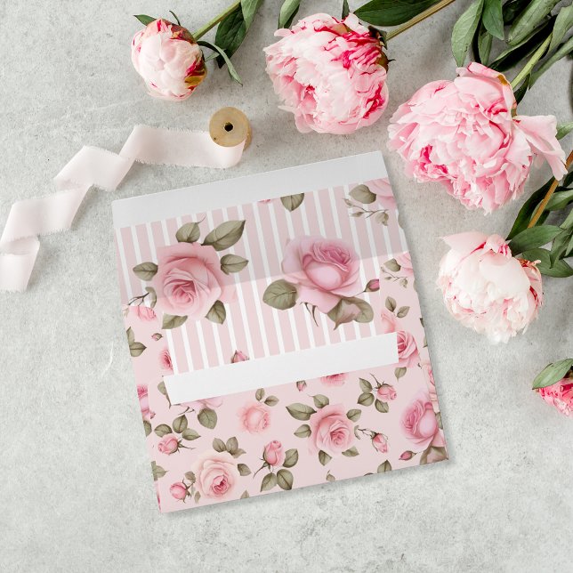 Vintage Pink Rose Floral Bridal Shower  Envelope (Creator Uploaded)
