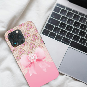  Vintage Pink Rose Floral iPhone 15 Pro Case