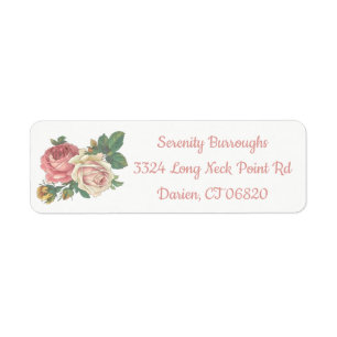 Vintage Pink Rose Flower - Floral Wedding Party Return Address Label