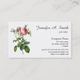 Vintage pink rose flower professional business card