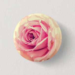 Vintage Pink rose flowers 3 Cm Round Badge