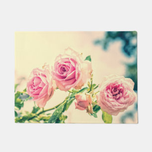 Vintage Pink rose flowers Doormat
