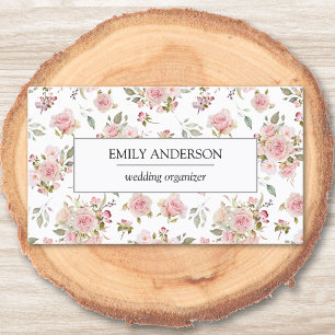Vintage Pink Rose Flowers Floral Business Calling Card
