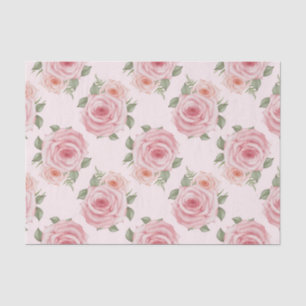 Vintage pink rose garden cottage floral pattern tissue paper