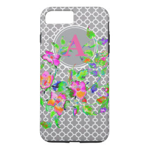 Vintage Pink Rose -monogrammed iPhone 8 Plus/7 Plus Case