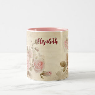 Vintage Pink Rose Mug Your Name