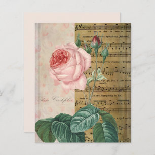 Vintage Pink Rose & Music Collage Scrapbook Paper