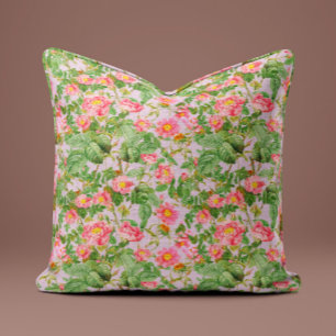 Vintage Pink Rose Pillow in Soft Blush
