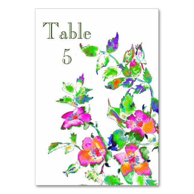 Vintage pink Rose Table Number (Front)