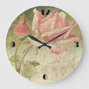 Vintage Pink Rose Wall Clock