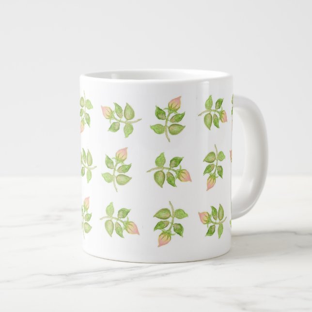 Vintage Pink Rosebuds Jumbo-sized Mug (Front Right)