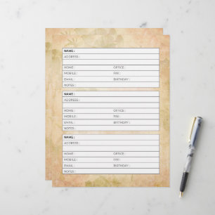 Vintage pink roses address book page