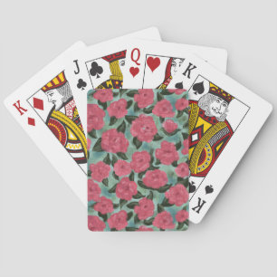 Vintage Pink Roses and Aqua Beautiful Playing Cards