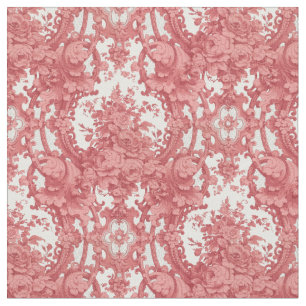 Vintage Pink Roses and Foliage Pattern Fabric