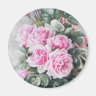 Vintage Pink Roses Bouquet Magnet