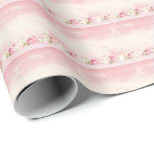 Vintage Pink Roses Coquette Wrapping Paper