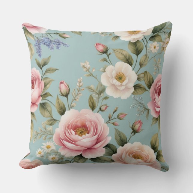 Vintage Pink Roses  Cushion (Front)