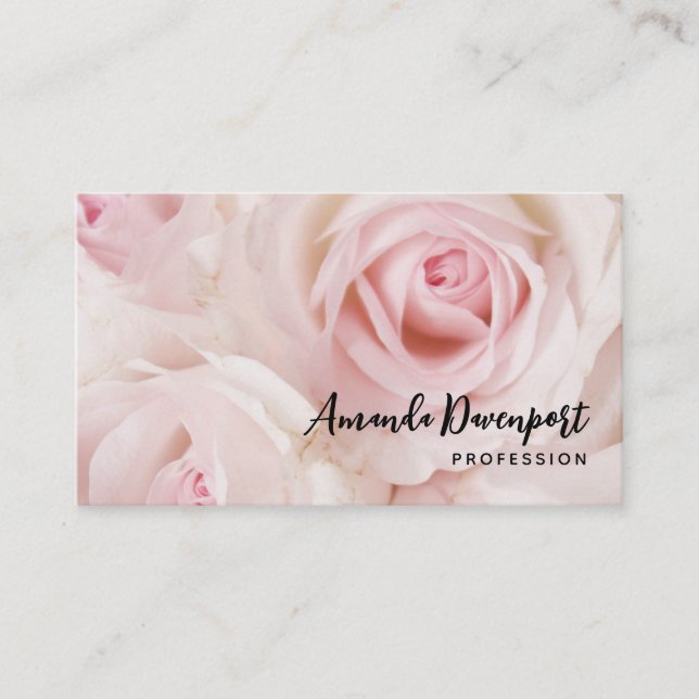 Vintage Pink Roses Elegant Bouquet Business Card (Front)
