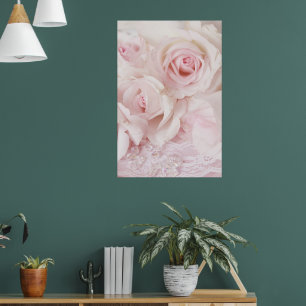 Vintage Pink Roses Elegant Bouquet Poster