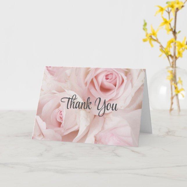 Vintage Pink Roses & Elegant Lace - Thank You Card (Yellow Flower)