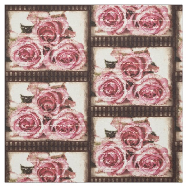 Vintage Pink Roses Fabric (Swatch)