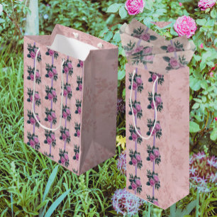 Vintage Pink Roses Faded Damask Gift Bag