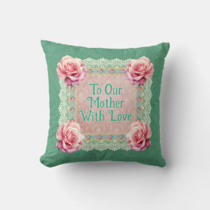 Vintage Pink Roses Faded Damask Personalised Cushion