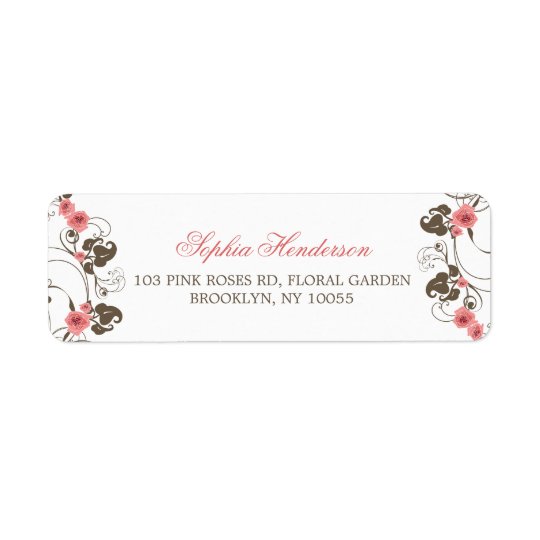 Vintage Pink Roses Fleur Wedding Address Labels