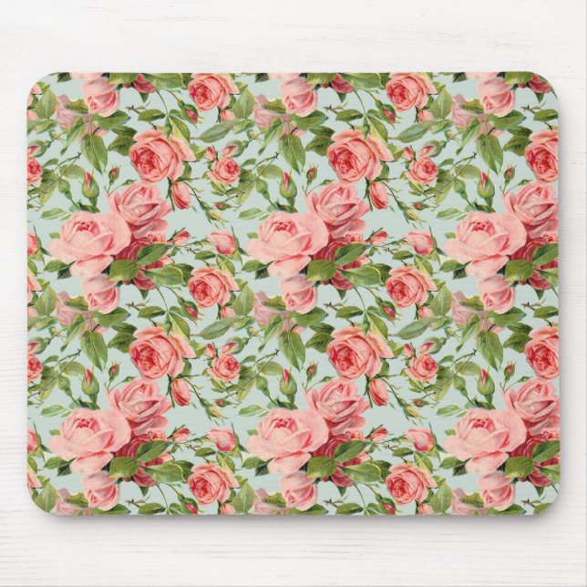 Vintage Pink Roses Mouse Pad (Front)