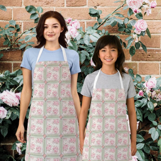 Vintage Pink Roses Patchwork Apron (Sugar and spice and everything nice!)