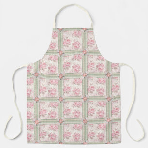Vintage Pink Roses Patchwork Apron