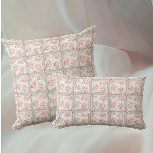 Vintage Pink Roses Patchwork Cushion