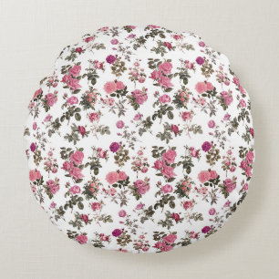 Vintage Pink Roses Round Cushion