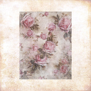 Vintage Pink Roses Scrapbook Paper