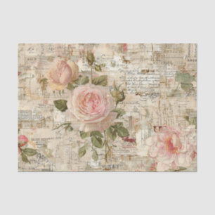 Vintage Pink Roses Tissue Paper