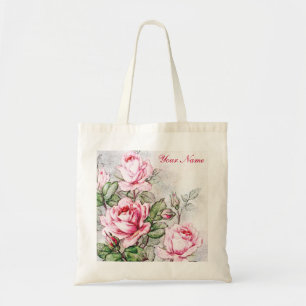 Vintage Pink Roses Tote Bag