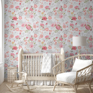 Vintage Pink Roses Wall Covering 