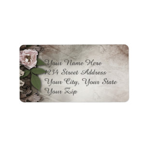 Vintage Pink Roses Wedding Address Label