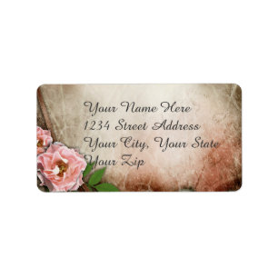 Vintage Pink Roses Wedding Address Label