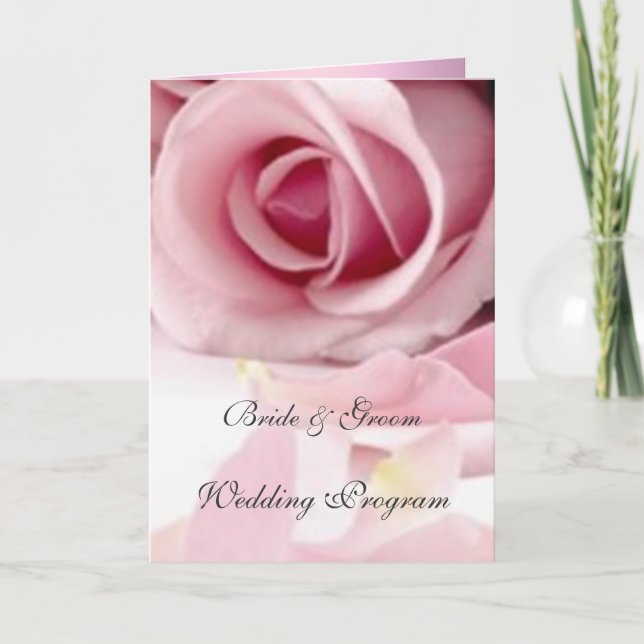 Vintage Pink Roses  Wedding Program (Front)