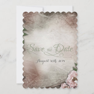 Vintage Pink Roses Wedding Save the Date