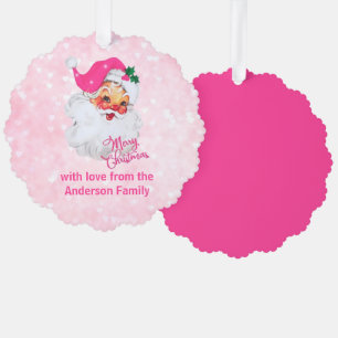 Vintage Pink Santa Christmas Ornament