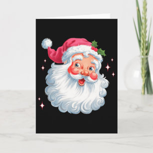 Vintage Pink Santa Christmas Santa Claus Face Xmas Card