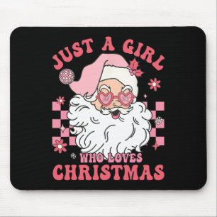 Vintage Pink Santa Claus Christmas Girls Holiday X Mouse Pad