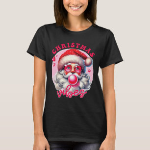 Vintage Pink Santa Claus Christmas Vibes Holiday X T-Shirt