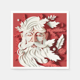 Vintage Pink Santa Claus Face Napkin