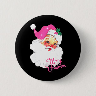 Vintage Pink Santa Claus Pink Christmas 6 Cm Round Badge