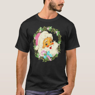 Vintage Pink Santa Claus Pink Christmas 6 T-Shirt