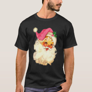 Vintage Pink Santa Claus Pink Christmas 8 T-Shirt